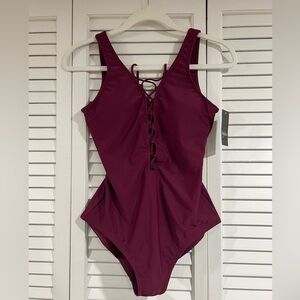 NWT One Piece Bathing Suit with Lace Up Front